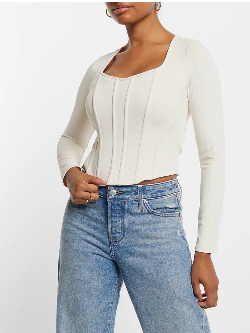 Body contour long sleeve corset top